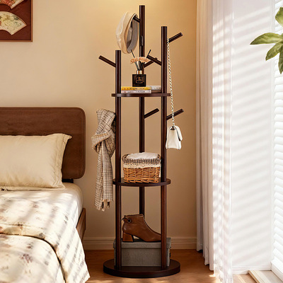 可旋转实木衣帽架落地式立式家用