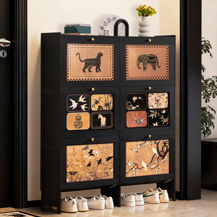 中古风超薄鞋柜家用门口2026新款大容量色玄关柜入户翻斗储物鞋架