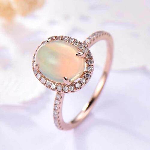 轻奢首饰品 亚马逊新款opal人造澳宝戒指 欧美时尚女士指环