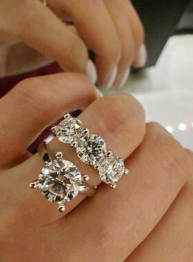 轻奢欧美rings热卖 经典时尚大气锆石女士戒指 组合对戒结婚钻戒