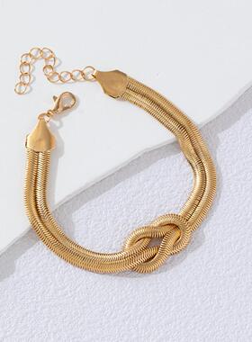 欧美气质高级感蛇形链编织打结刀片链时尚双层1项链手链