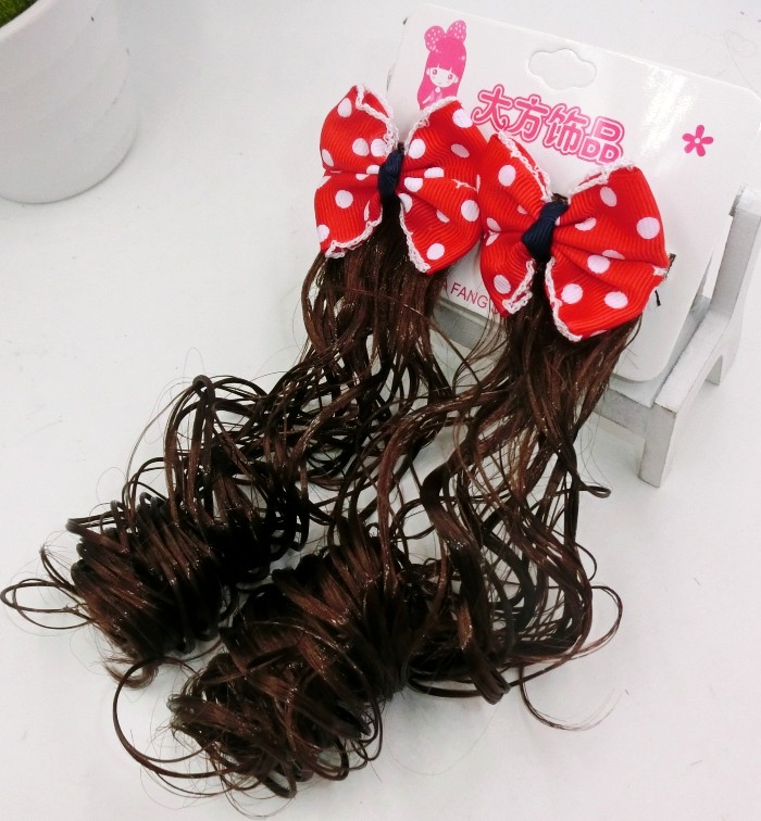 新款儿童头饰假发辫子一对长卷发马尾女童蝴蝶结发夹宝宝发饰发夹|ruв категории Детская одежда, детей аксессуары, парик - от Buy2taobao.com для оказания профессиональной услуги покупки агента Taobao