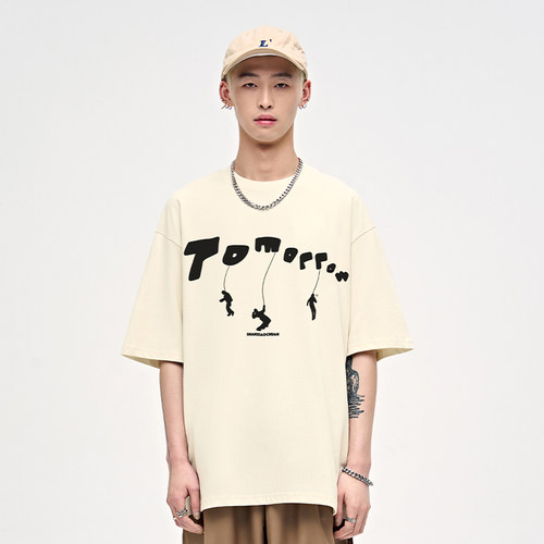 山小川重磅短袖t恤男士夏季美式高街男款衣服纯棉情侣宽松男生潮