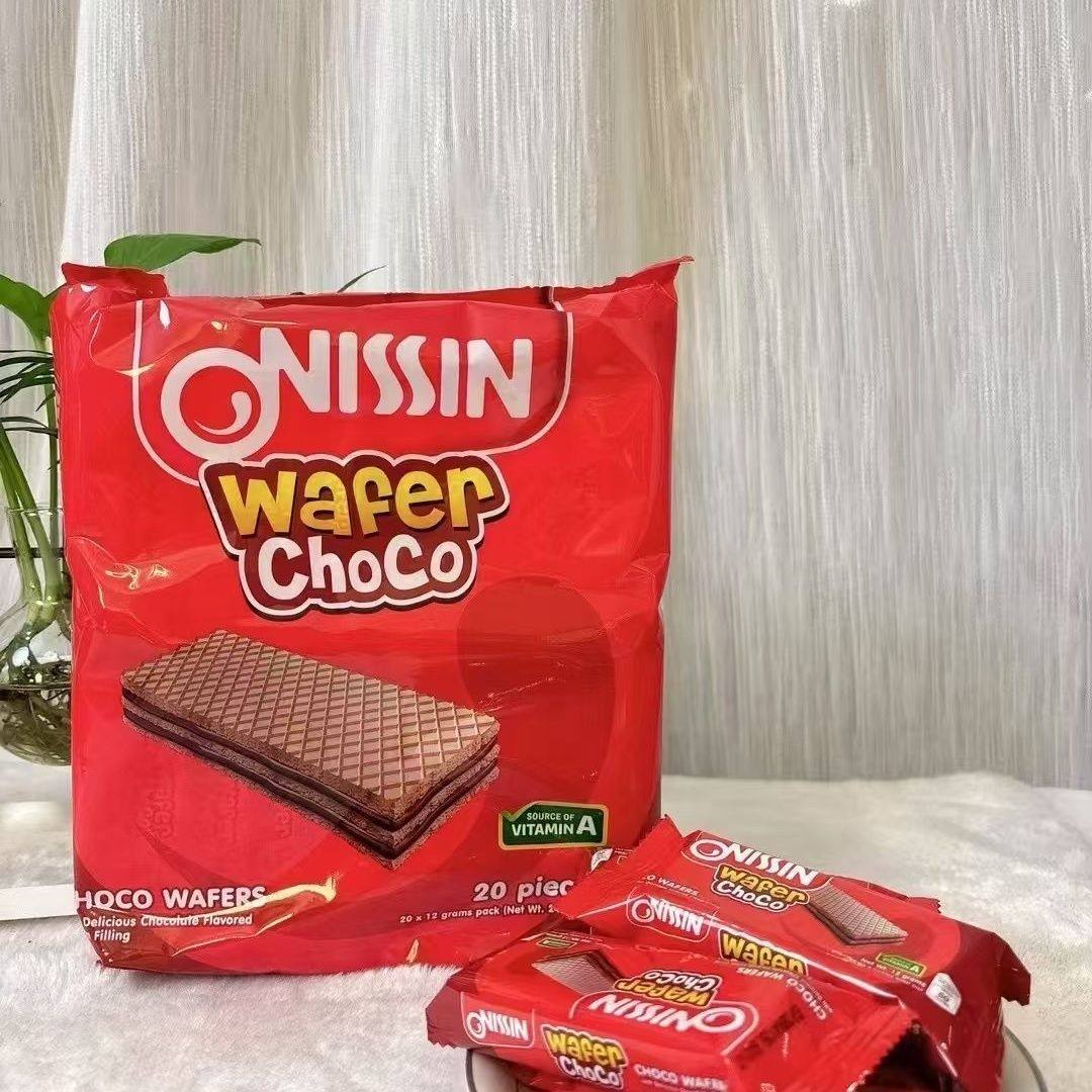 菲律宾原装进口NISSIN日清华夫网红巧克力味威化饼干240克/盒
