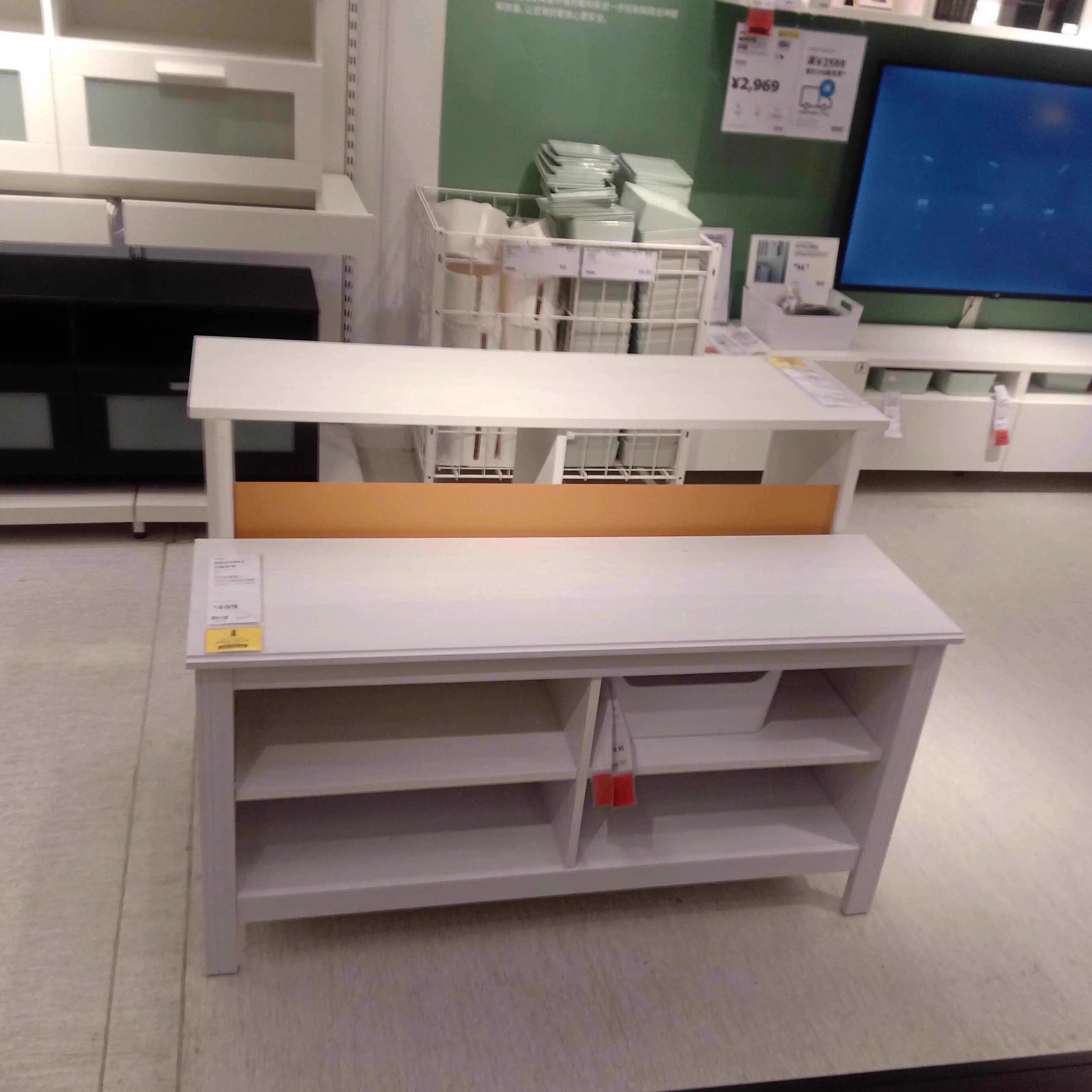 宜家国内商场代购布鲁萨里 电视柜 白色 120x36x62 厘米储物柜