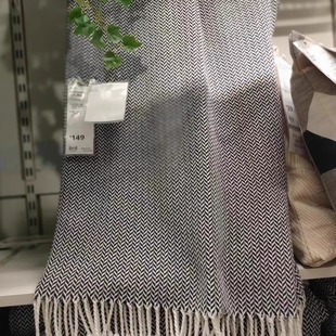 厘米 IKEA宜家本哈蒂纳休闲毯沙发毯盖毯毛毯蓝色白色120x180 包邮