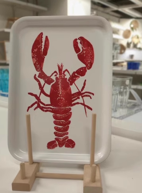 宜家新款索夫拉得托盘图案白色红色20x28 厘米上菜用具瑞克努托盘