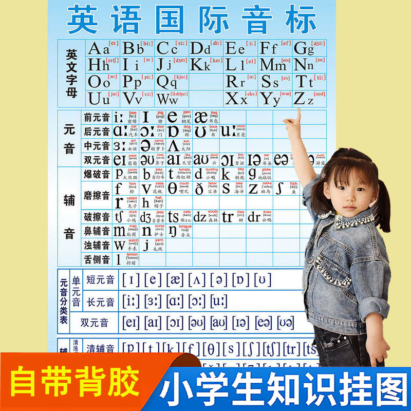 英语48个国际音标无声挂图和自然拼读入门教材学习神器小学生