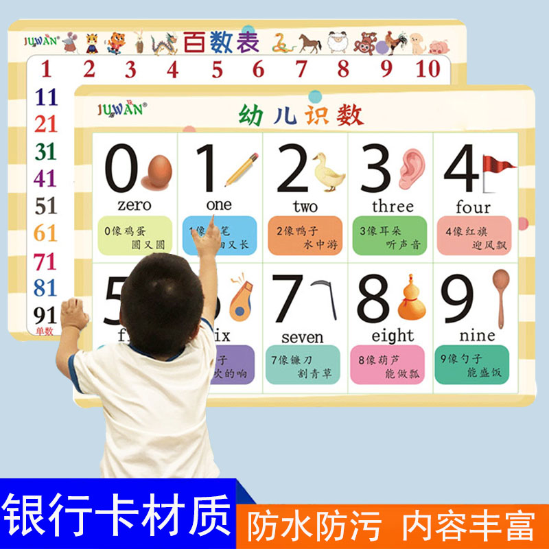儿童数字1到100无声早教卡