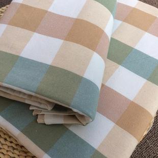 纯棉老粗布床单单件加厚不起球100全棉1.8被单三件套棉麻格子新品