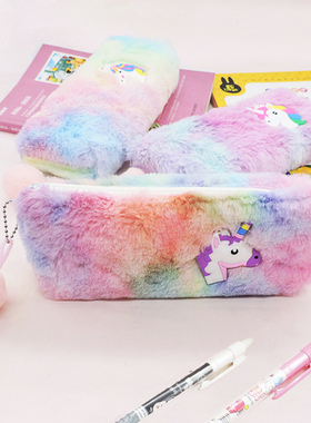卡通动物笔袋毛绒笔袋可爱超萌大容量儿童文具盒小学生用创意笔袋