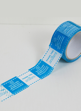 个性印字蓝色THANK YOU封箱胶带电商出口包装胶布批发打包警示语