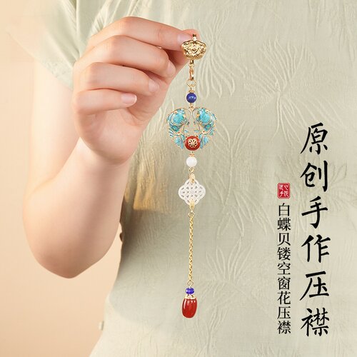新中式古法珐琅彩压襟吊坠