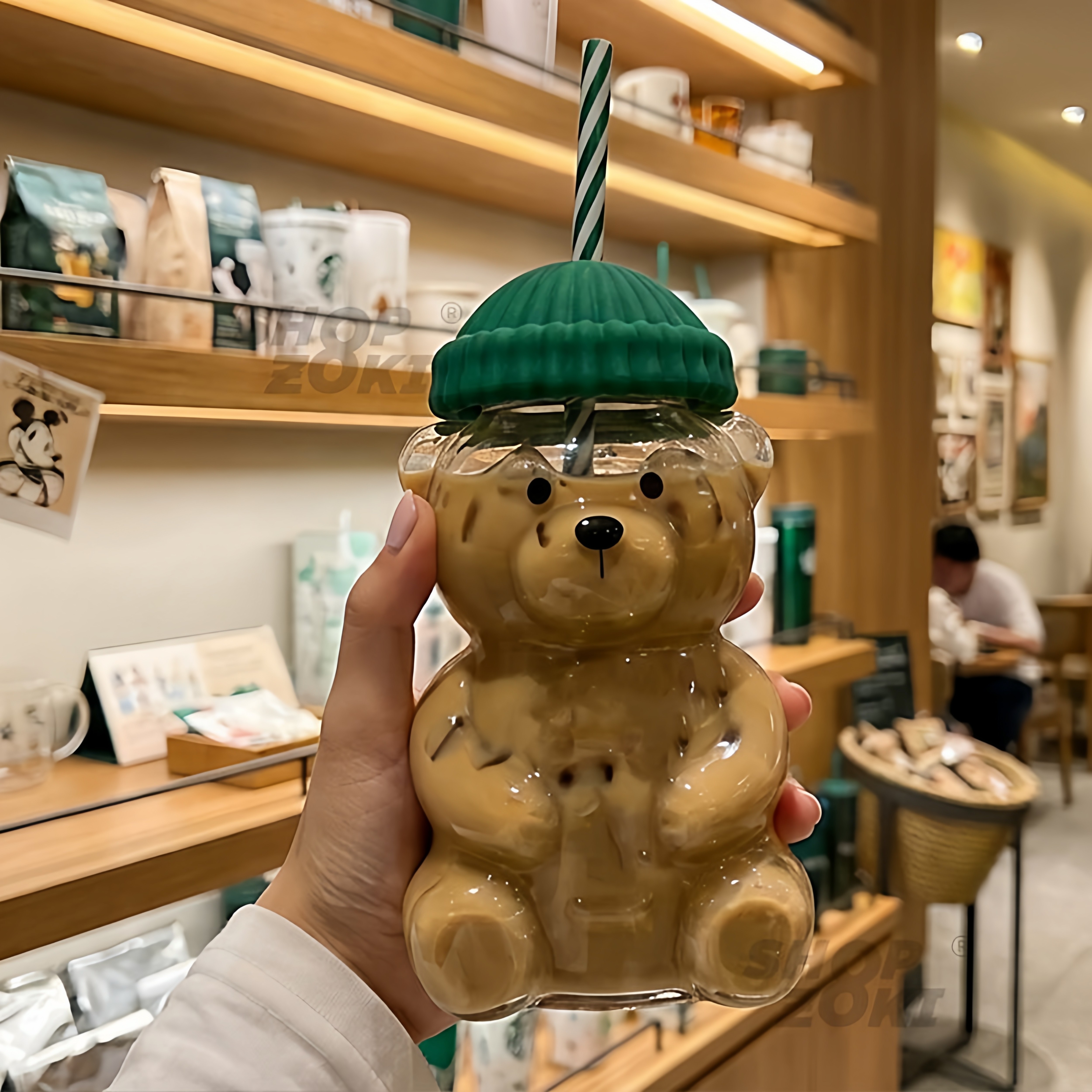 礼物小熊吸管杯高颜值玻璃水杯便携外带儿童水瓶可爱大容量透明杯