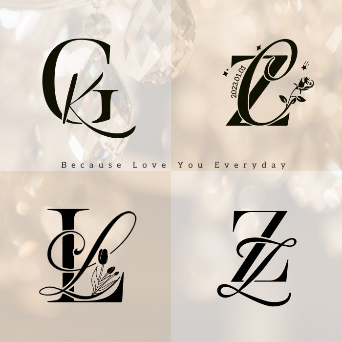 原创婚礼logo字母设计纪念日情侣图标水印结婚名字迎宾牌背景婚庆