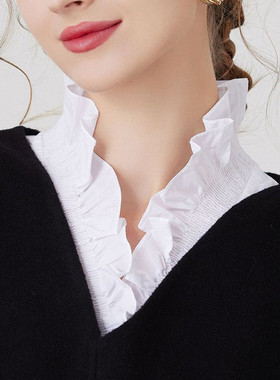 洋气领子V领棉质女衬衫款假领子
