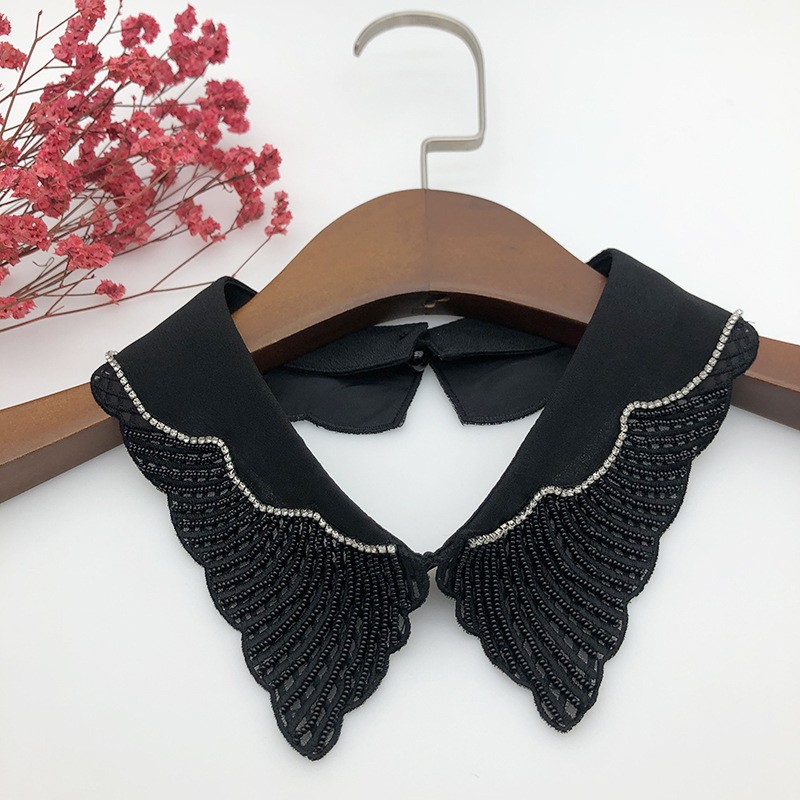 新款单领精致手工钉珠爆款假领子女装百搭时尚潮流领子简约洋气领