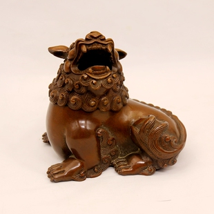 仿古纯铜狻猊香炉招财貔貅望天吼家用茶道供奉檀香熏香焚香炉摆件