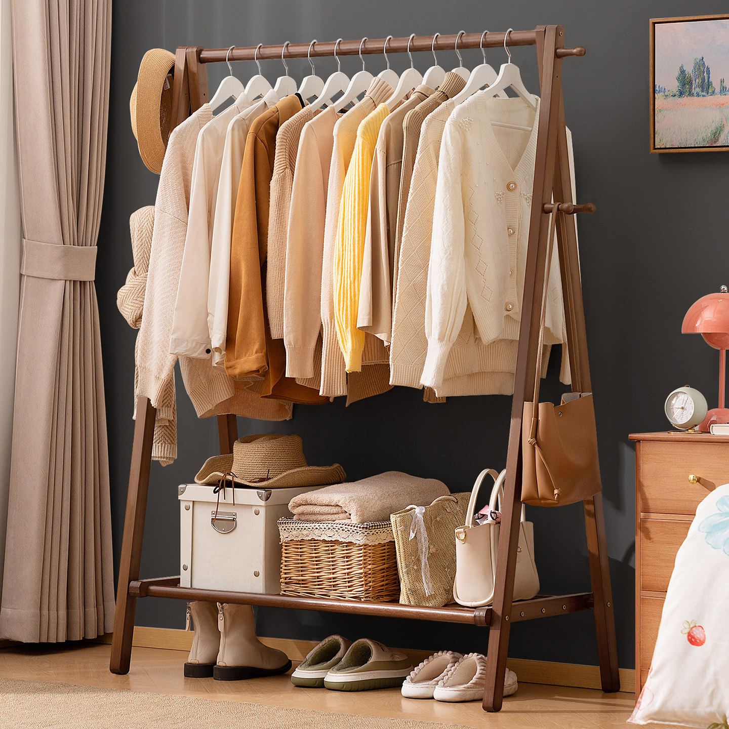 挂衣架落地式卧室衣帽架子床尾晚上放衣服神器2025新款开放式衣柜,住宅家具,衣帽架,淘宝优惠券,粉丝福利购,淘宝优惠卷