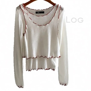 圆领长袖 you think春季 新款 配针织吊带两件套女2653 T恤小衫