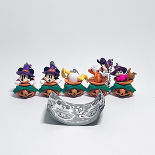 TOMY扭蛋米奇米妮唐老鸭高飞奇奇帝帝万圣节南瓜头 挂件