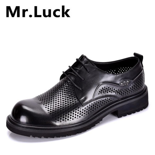 Mr.luck米瑞拉克真皮男鞋头层牛皮透气正装商务鞋软底大头男凉鞋