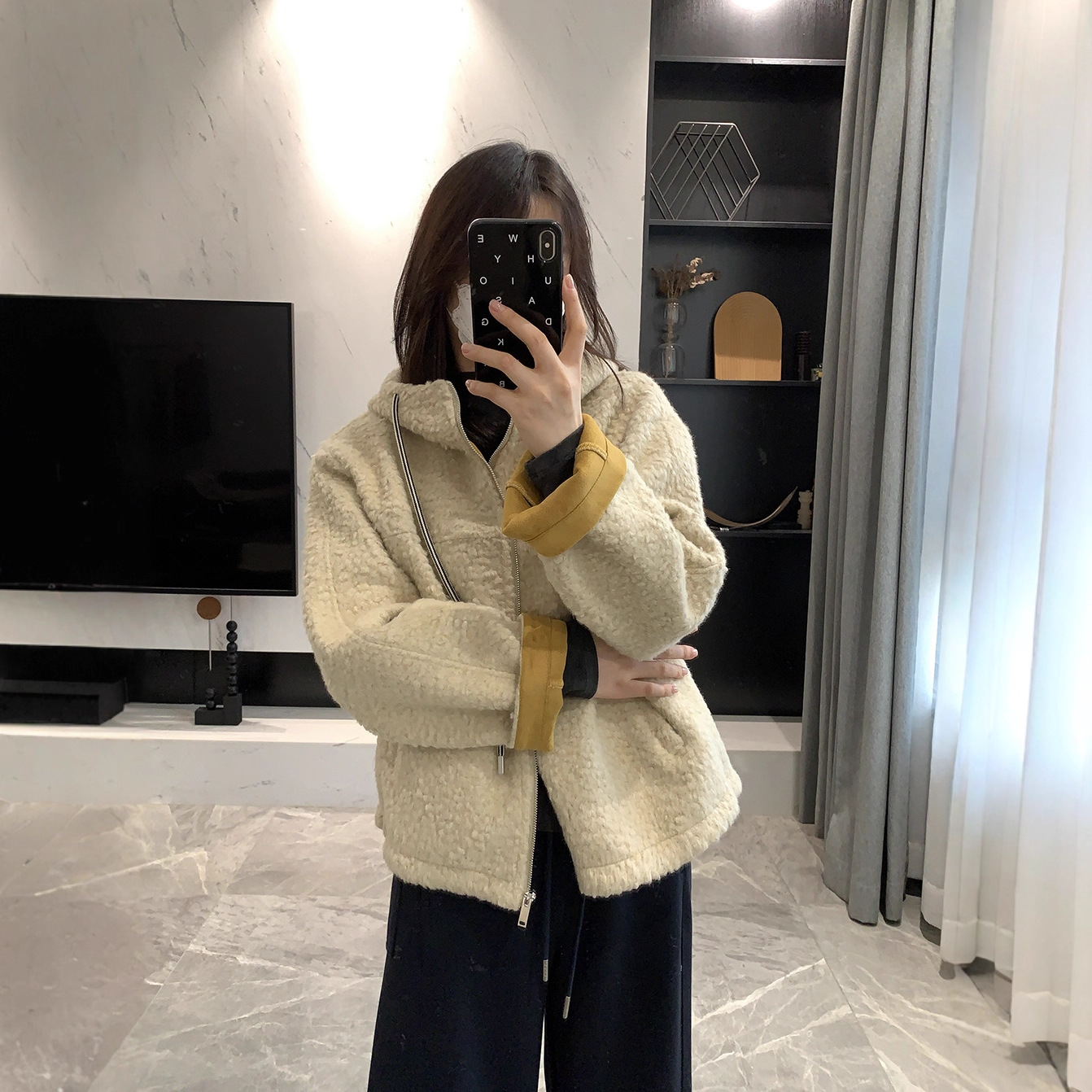 超软糯 毛绒柔软加厚羊羔毛外套女冬洋气连帽皮毛一体仿皮草上衣