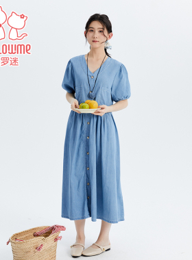 富罗迷女童连衣裙纯棉夏季2025新款独特时髦洋气全棉高级感牛仔裙
