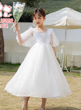 女童连衣裙2023夏季新款小女孩演出主持人晚礼服裙儿童走秀公主裙