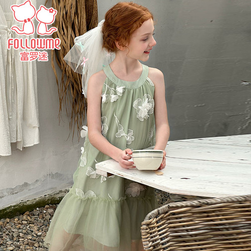 富罗迷女童连衣裙夏季2025新款高级感时髦洋气小女孩周岁公主裙子