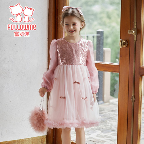 富罗迷女童连衣裙儿童夏装2024新款夏季时尚洋气小女孩网纱公主裙