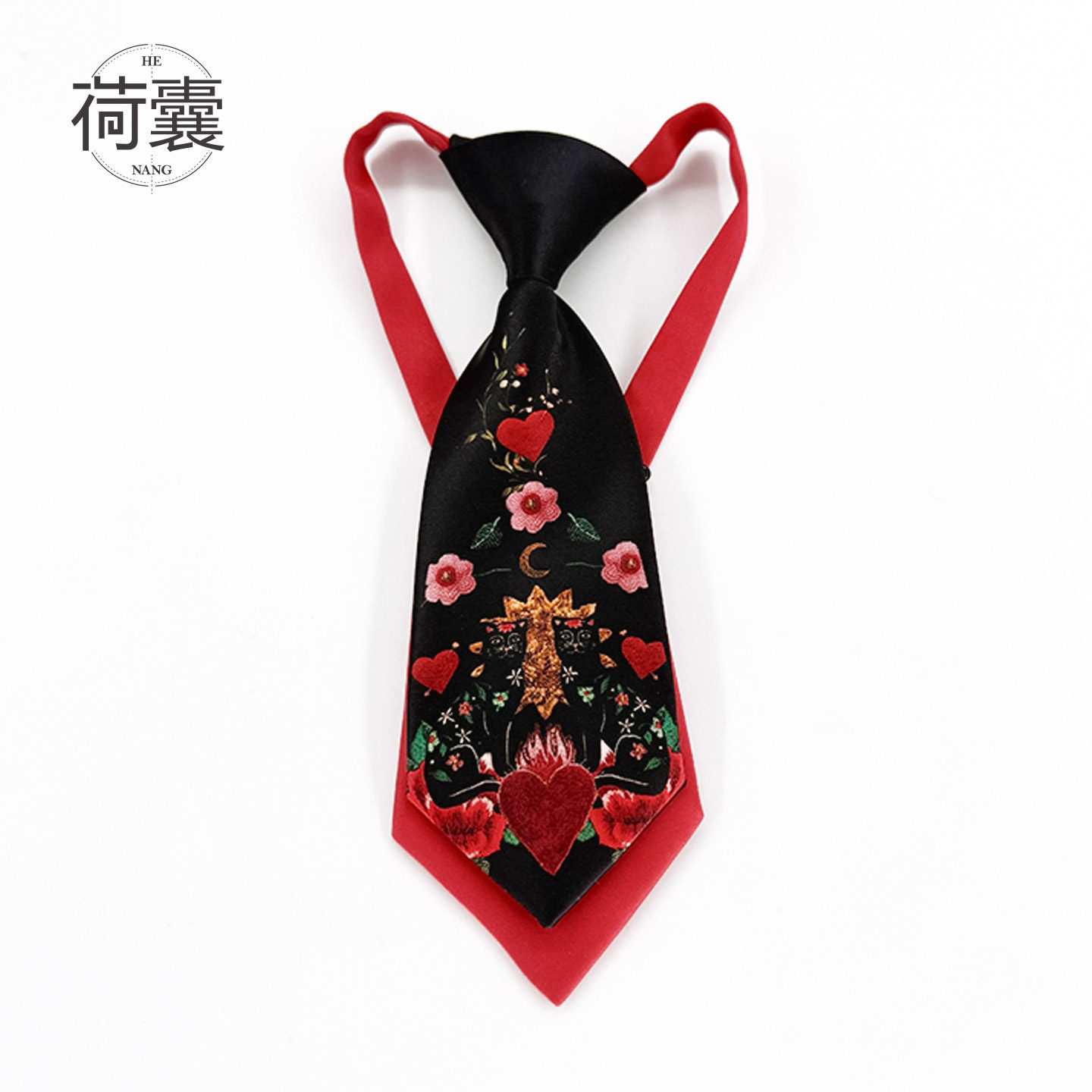 荷囊原创双层ins免打小领带短款甜酷学院jK时尚装饰配饰爱心黑猫,服饰配件/皮带/帽子/围巾,领带,淘宝优惠券,粉丝福利购,淘宝优惠卷