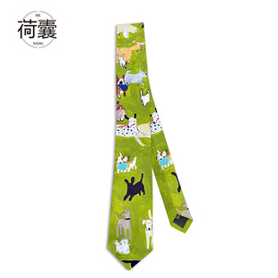 明星同款荷囊领带衬衫男女jk文艺绿色小众学院休闲配饰设计油画狗
