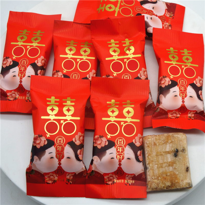 巧大姐百年好合新郎新娘紅色雙喜酥心糖結(jié)婚喜慶糖果散裝500g29顆