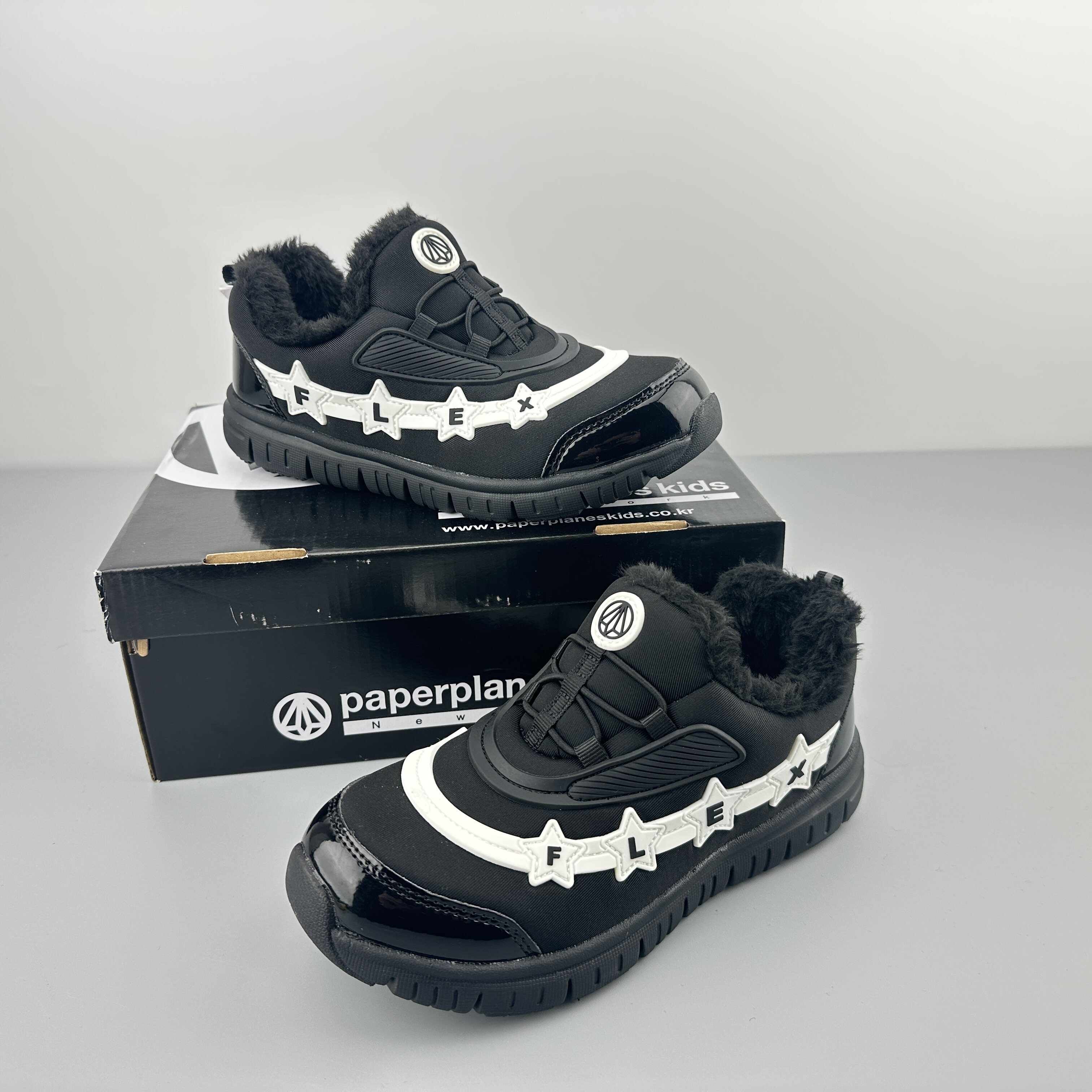 外贸原单出韩国男童冬季保暖棉鞋加厚套脚毛毛棉鞋轻便软底防滑