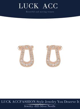 马蹄扣耳钉925银针耳环精致小巧玫瑰金百搭女士耳钉insA25