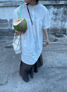 小众表妹白色花边领衬衫上衣女2026夏季新款日系娃娃裙透气衬衣