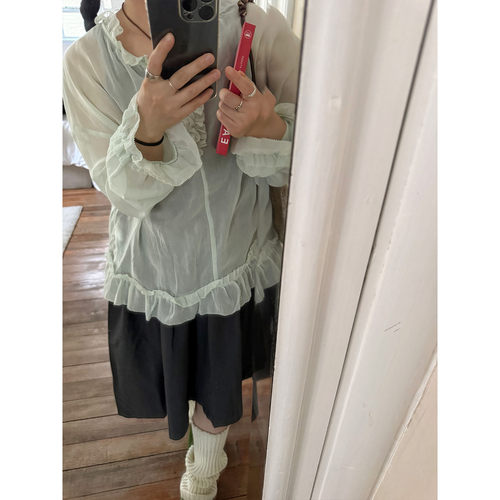 小众表妹 花仙子半透天丝罩衫清新脱俗感防晒衬衫