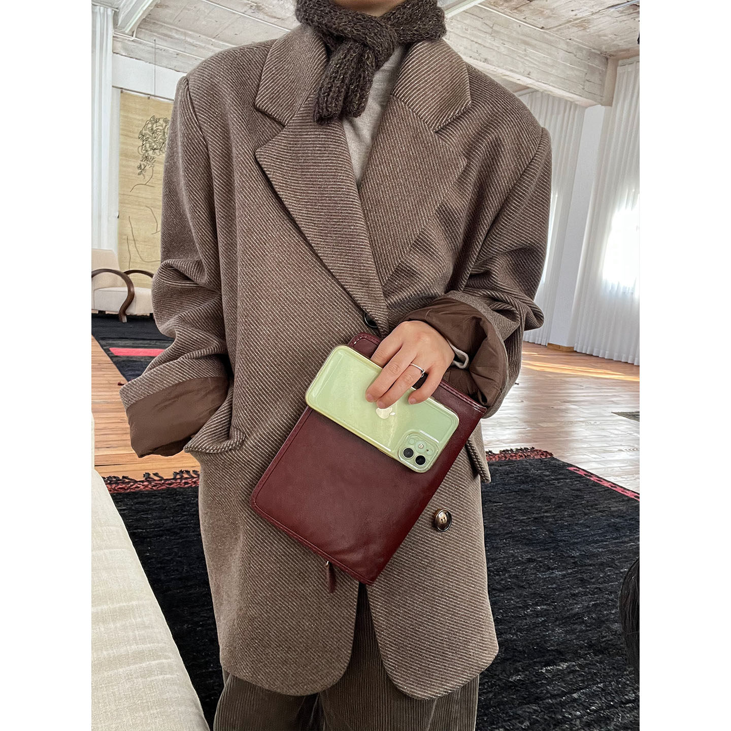 小众表妹 复古vintage宽版显瘦宽松呢料西装外套