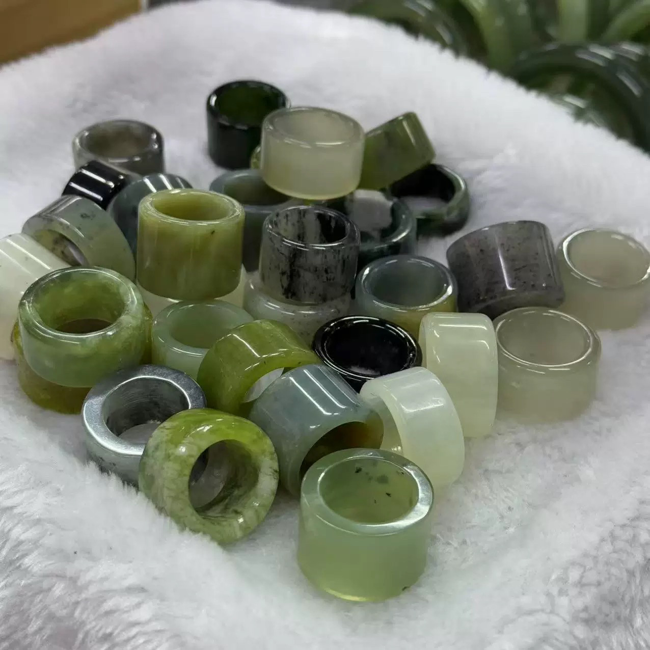 福2 冰种料水墨宽戒指男女款岫玉扳指精品瑕疵清仓福利一物一图