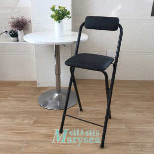 高椅餐椅吧椅吧台椅 家用高脚折叠椅靠背椅软座面休闲椅子免安装