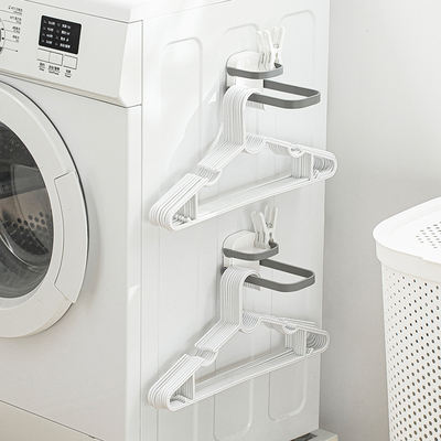 衣架收纳神器阳台整理架免打孔晾晒夹子晾衣夹可折叠多功能壁挂式