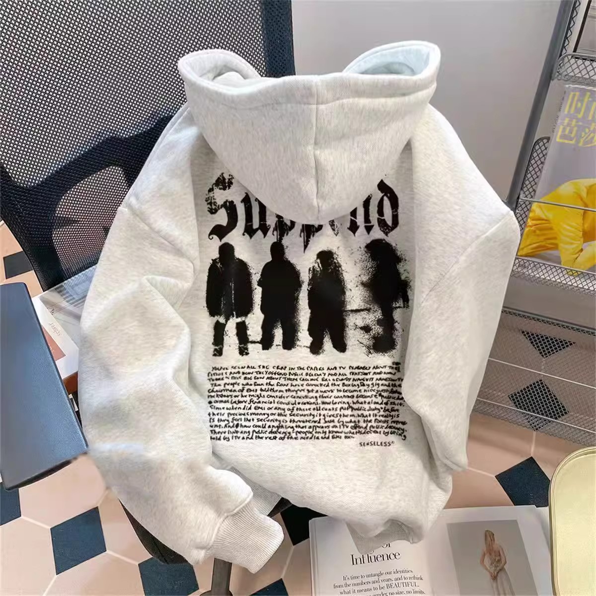 欧美街头hiphop重磅连帽卫衣男秋冬美式国潮vibe情侣加厚加绒上衣