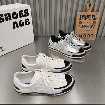 A68滑板鞋拼接圆头绑带韩版女鞋