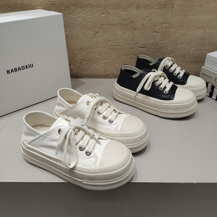 2026春夏百搭 休闲女鞋 巴宝秀BABAOXIU厚底滑板鞋 两穿圆头绑带韩版
