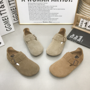 TTRR经典复古男女款勃肯鞋圆头磨砂皮平底卡扣休闲鞋时尚百搭潮流