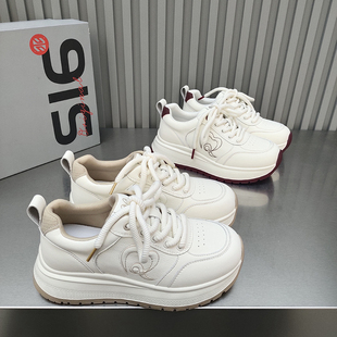 圆头拼接学院款 品品厚底阿甘运动休闲鞋 女鞋 低帮绑带韩版 2026春款