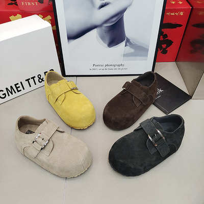 TTRR松糕底面包鞋圆头磨砂皮女鞋