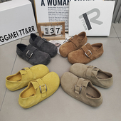 一字扣勃肯鞋 松紧带磨砂皮复古风休闲女鞋 2026春款 TTRR正品 百搭鞋