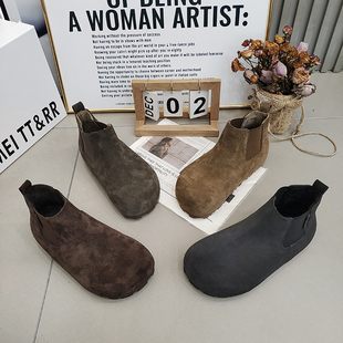 2025秋冬百搭潮 内增高松紧套脚女鞋 TTRR正品 加绒女短靴大头勃肯鞋